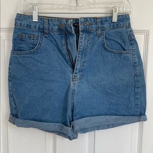 Nasty Gal Blue Denim Mom Shorts